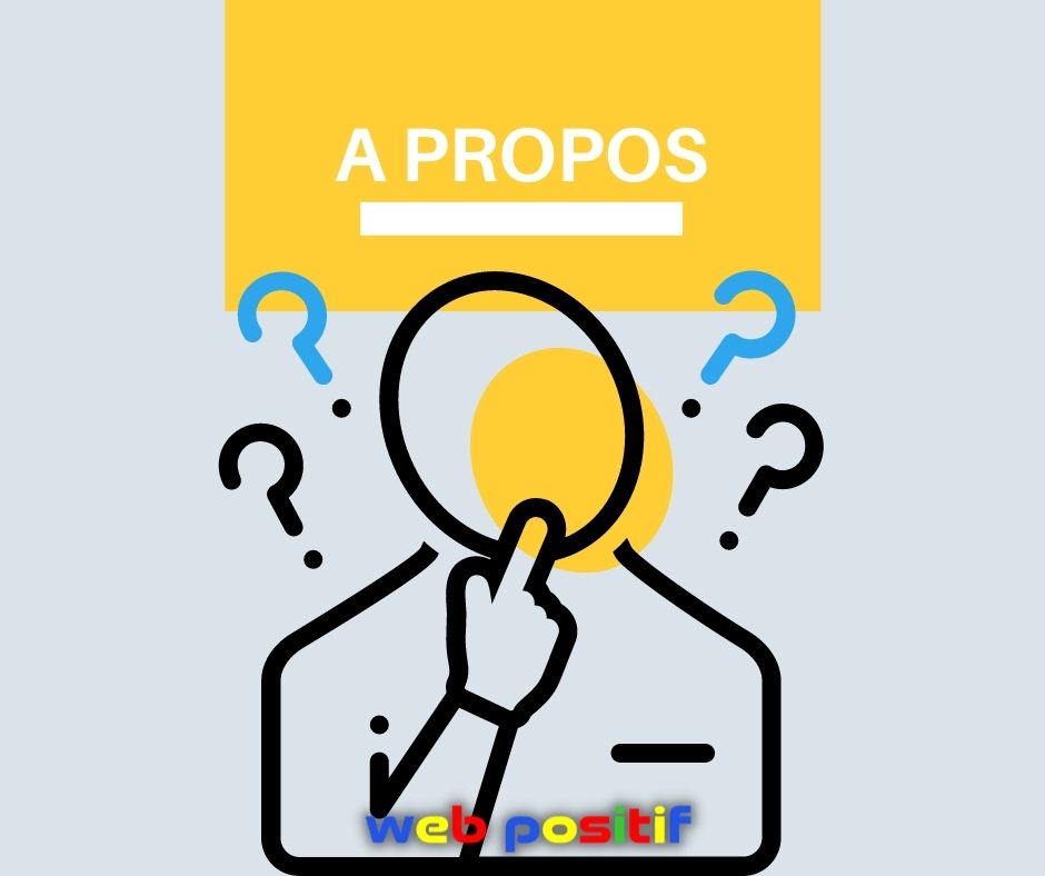 Personne qui réfléchit et le texte: « À propos »